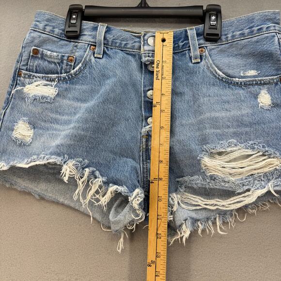 Levi's 501XX Big E Shorts Women's 29 (8) Light Blue Button Fly Cutoff 2" Inseam - Picture 10 of 13